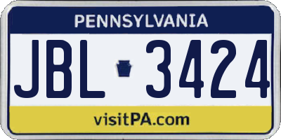 PA license plate JBL3424