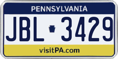 PA license plate JBL3429