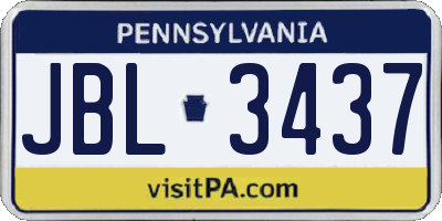 PA license plate JBL3437