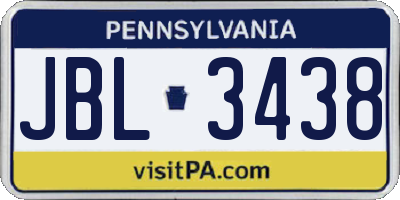 PA license plate JBL3438