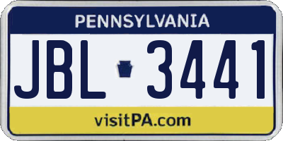 PA license plate JBL3441