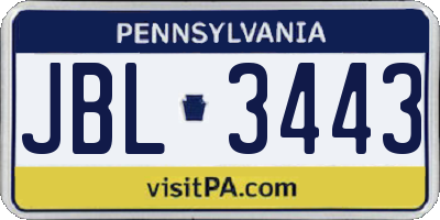 PA license plate JBL3443