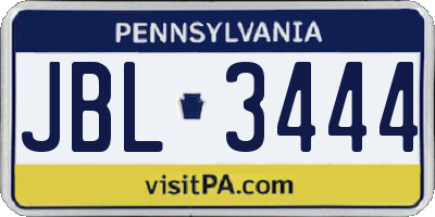 PA license plate JBL3444