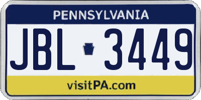 PA license plate JBL3449