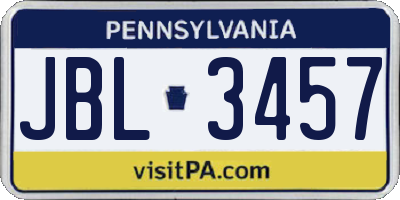 PA license plate JBL3457