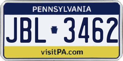PA license plate JBL3462