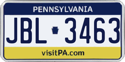 PA license plate JBL3463