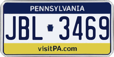PA license plate JBL3469