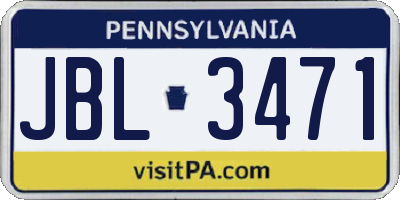 PA license plate JBL3471