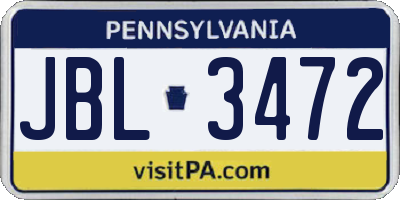 PA license plate JBL3472
