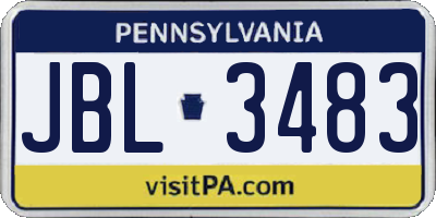PA license plate JBL3483