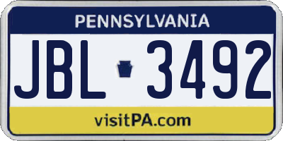 PA license plate JBL3492