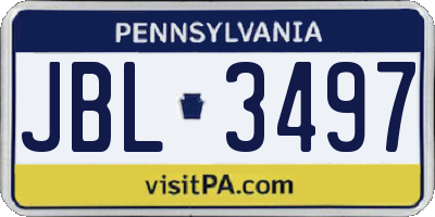 PA license plate JBL3497