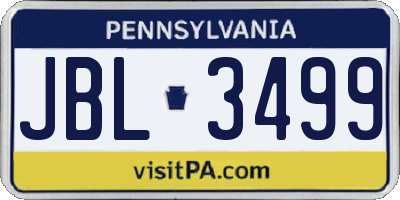 PA license plate JBL3499