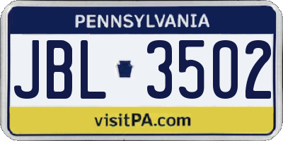 PA license plate JBL3502