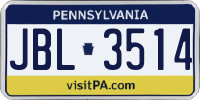 PA license plate JBL3514