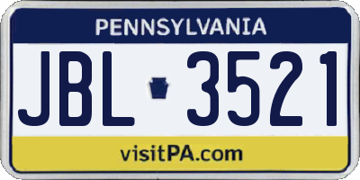 PA license plate JBL3521