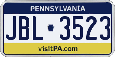 PA license plate JBL3523