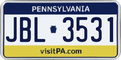 PA license plate JBL3531