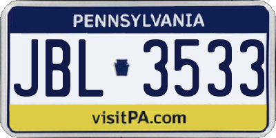 PA license plate JBL3533