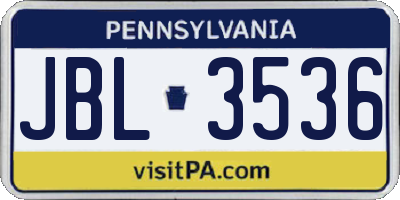 PA license plate JBL3536