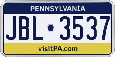 PA license plate JBL3537