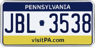 PA license plate JBL3538