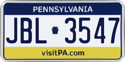 PA license plate JBL3547