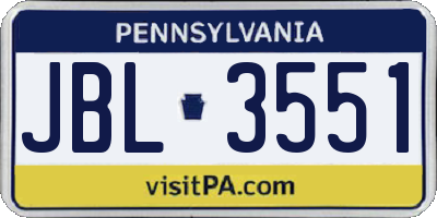 PA license plate JBL3551