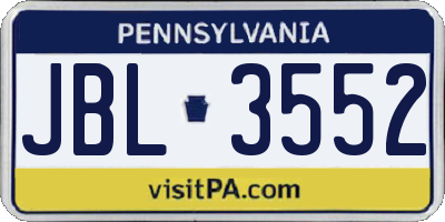 PA license plate JBL3552