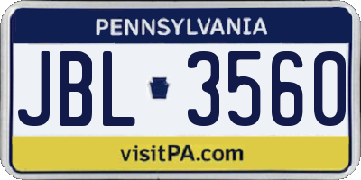 PA license plate JBL3560