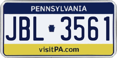 PA license plate JBL3561