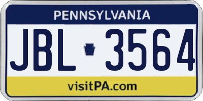 PA license plate JBL3564