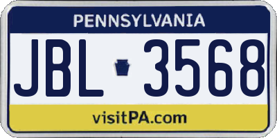 PA license plate JBL3568