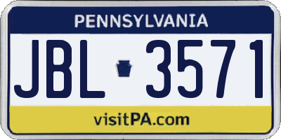 PA license plate JBL3571