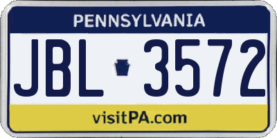 PA license plate JBL3572