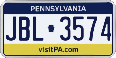 PA license plate JBL3574