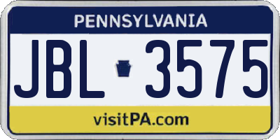 PA license plate JBL3575