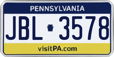 PA license plate JBL3578