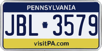 PA license plate JBL3579