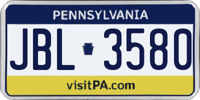 PA license plate JBL3580