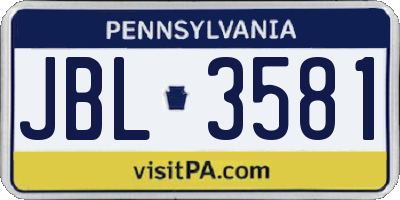 PA license plate JBL3581