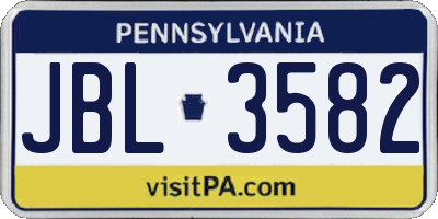 PA license plate JBL3582