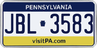 PA license plate JBL3583