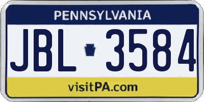 PA license plate JBL3584