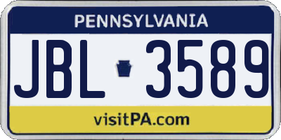 PA license plate JBL3589