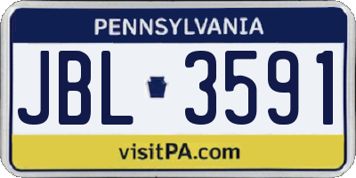 PA license plate JBL3591