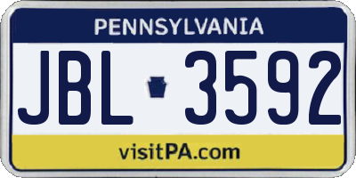 PA license plate JBL3592