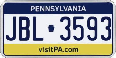 PA license plate JBL3593