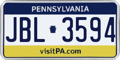 PA license plate JBL3594